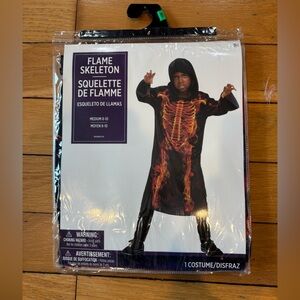 Flame Skeleton Kids Costume size Medium 8-10 NWT